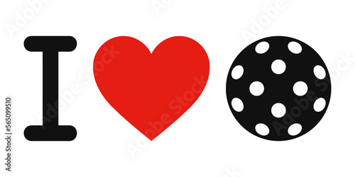 I love pickleball. Isolated vector illustration on white background.