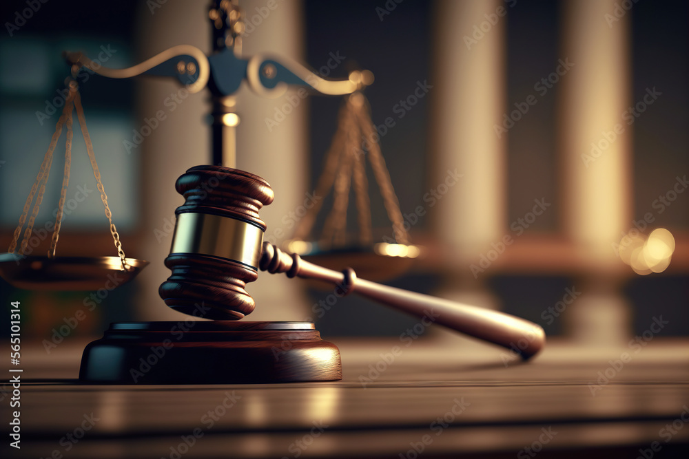 Judge Gavel And Scales Of Justice In The Court Hall Law Concept Of