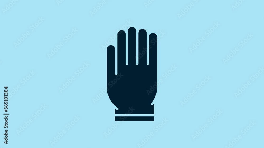 Blue Garden gloves icon isolated on blue background. Rubber gauntlets sign. Farming hand protection, gloves safety. 4K Video motion graphic animation Blue Garden gloves icon isolated on blue background. Rubber gauntlets sign. Farming hand protection, gloves safety. 4K Video motion graphic animation