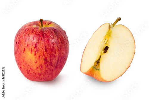 Apple and slice separated isolated on white background