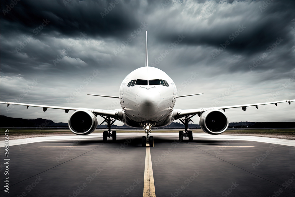 Naklejka premium Plane taxiing on the runway. Made with Generative AI. 