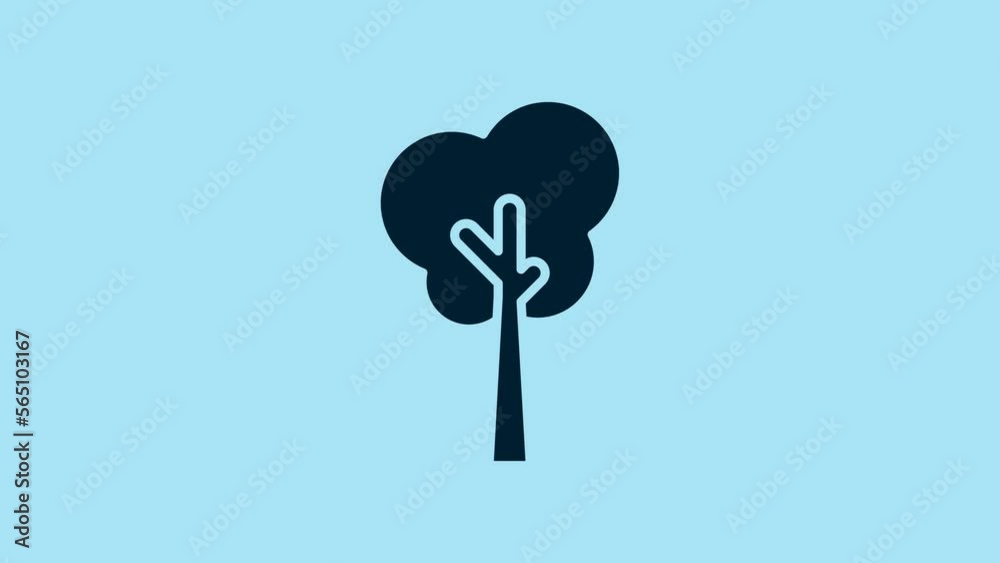 Blue Tree icon isolated on blue background. Forest symbol. 4K Video motion graphic animation Blue Tree icon isolated on blue background. Forest symbol. 4K Video motion graphic animation