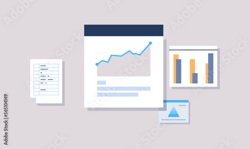 Planning schedules infographic dashboard templates and online planner organization time management concept flat vector illustration.