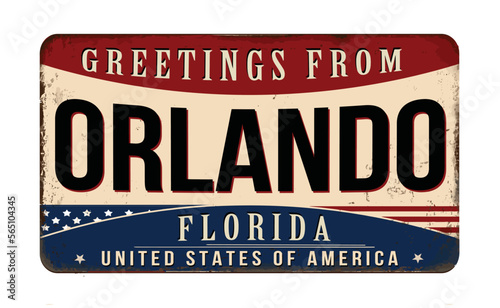 Greetings from Orlando vintage rusty metal sign