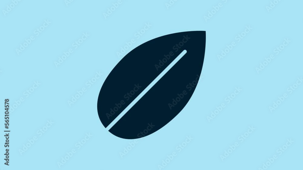 Blue Leaf icon isolated on blue background. Fresh natural product symbol. 4K Video motion graphic animation Blue Leaf icon isolated on blue background. Fresh natural product symbol. 4K Video motion graphic animation