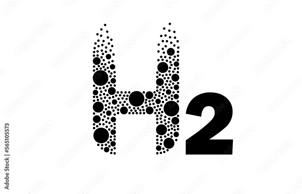 Hydrogen H2 black bubble logo design isolated on white background. Hydrogen icon vector illustration.
