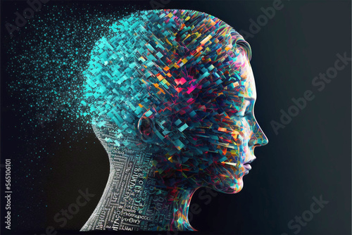 Learning to read and reading comprehension or language spoken and Autistic spectrum or Dyslexia disorder concept as a human head as a mental health symbol, generative ai photo