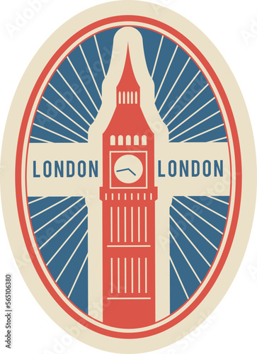 London travel label. Vintage baggage departure mark