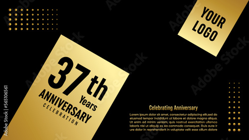 37th Anniversary. Golden anniversary template design. Logo Vector Template photo