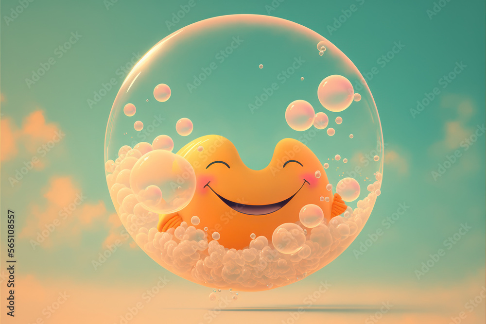 Happiness, Happy Balloon (Emotion) with Clouds - AI generated Happiness, Happy Balloon (Emotion) with Clouds - AI generated