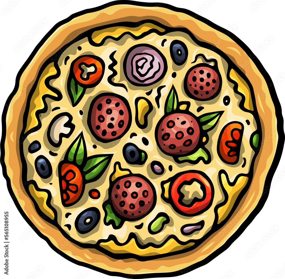 Fototapeta premium Pizza cartoon funny illustration