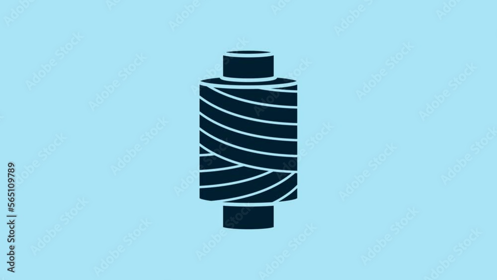 Blue Sewing thread on spool icon isolated on blue background. Yarn spool. Thread bobbin. 4K Video motion graphic animation Blue Sewing thread on spool icon isolated on blue background. Yarn spool. Thread bobbin. 4K Video motion graphic animation