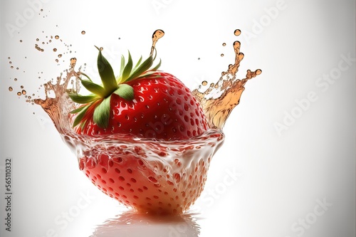 Fruit Dropping in the Water in white Background. Genarative AI