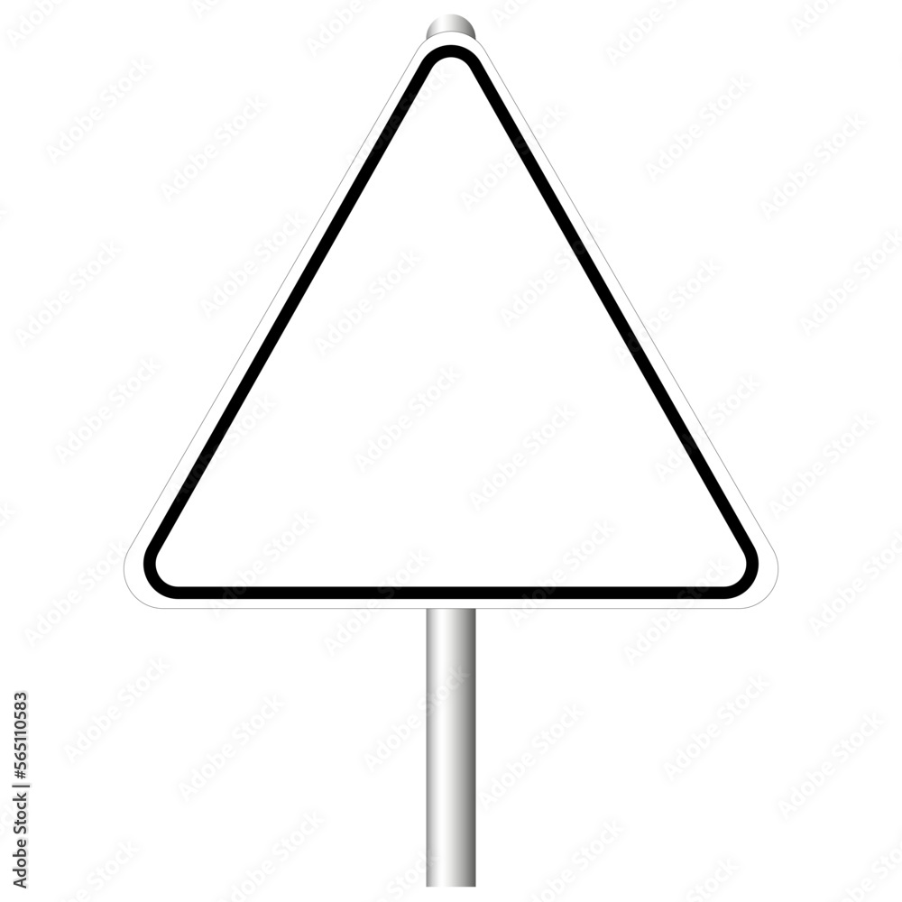 Blank triangle shaped road sign on white background Blank triangle shaped road sign on white background