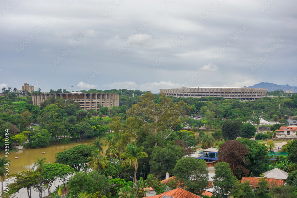 Mineirao and Mineirinho stadiums in Belo Horizonte, Minas Gerais, Brazil. Aerial view