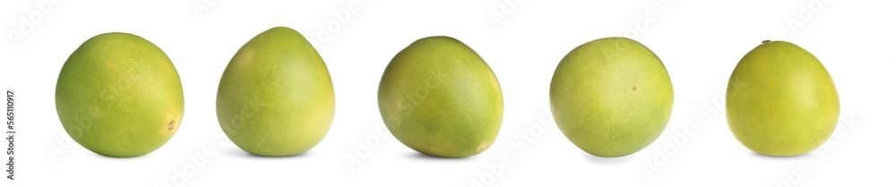 Set of fresh pomelo fruits on white background Set of fresh pomelo fruits on white background