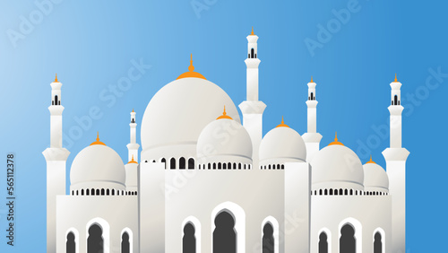 mosque Abu Dhabi with Sheikh Zayed Grand vector illustration