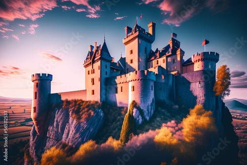 Photo of castle sky - generative ai