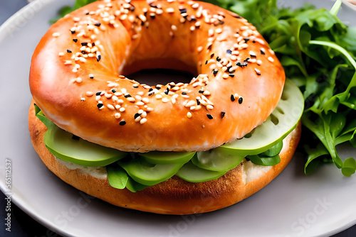 bagel with cheese and chives