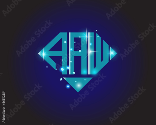 AAW Logo letter monogram with diamond shape design template.
 photo