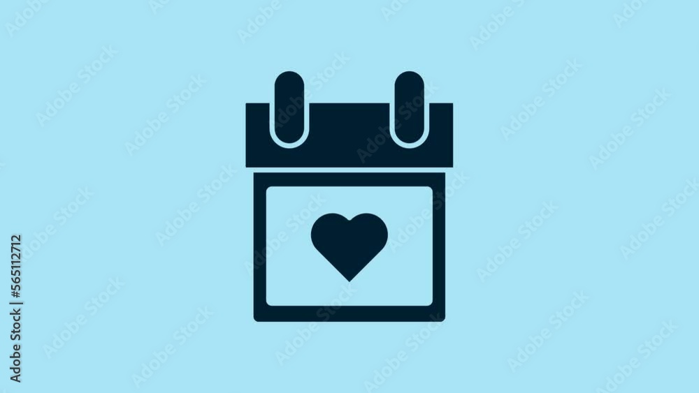 Blue Calendar with heart icon isolated on blue background. Valentines day. Love symbol. February 14. 4K Video motion graphic animation Blue Calendar with heart icon isolated on blue background. Valentines day. Love symbol. February 14. 4K Video motion graphic animation