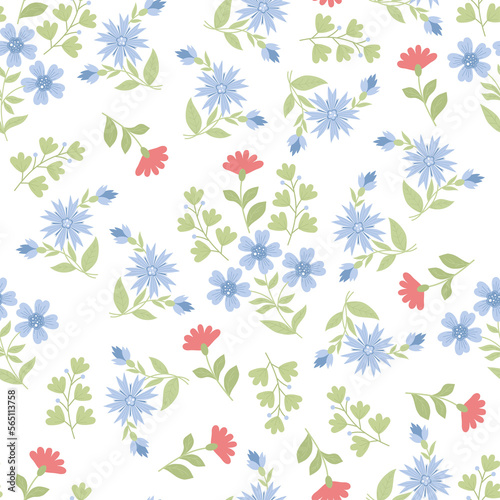 Floral  seamless pattern. Scattered flowers