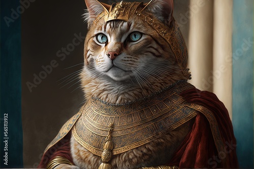 Cat as Cathrine the empress wife of emperor illustration generative, ai Fototapeta