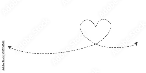 Dashed line heart drawing vector (Valentine's Day)