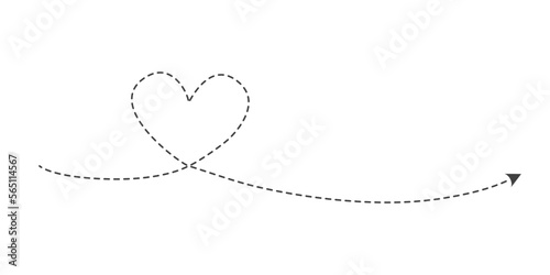 Dashed line heart drawing vector (Valentine's Day)