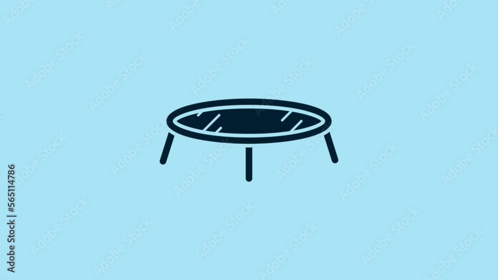 Blue Jumping trampoline icon isolated on blue background. 4K Video motion graphic animation Blue Jumping trampoline icon isolated on blue background. 4K Video motion graphic animation