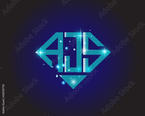 AJS Logo letter monogram with diamond shape design template.
 photo