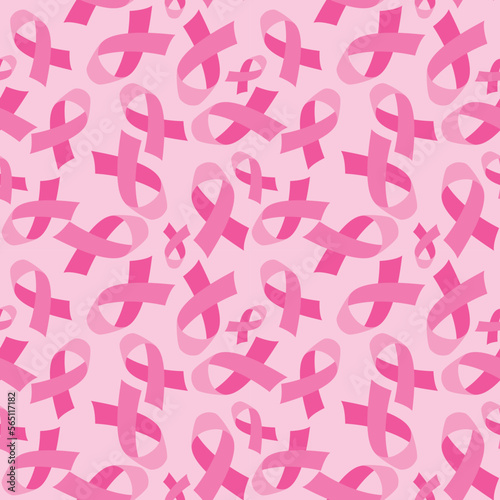 Breast cancer awareness. Pink ribbon. Seamless pattern