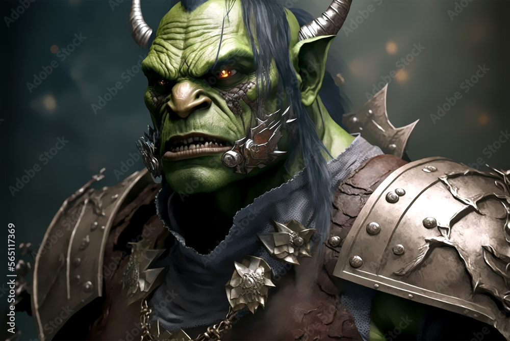 Fantasy Orc with horns concept art generative ai illustration Fantasy Orc with horns concept art generative ai illustration