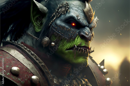 grim orc scary with a mask concept art generative ai illustration photo