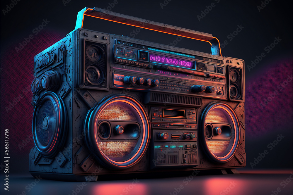 Fototapeta premium Retro neon boombox