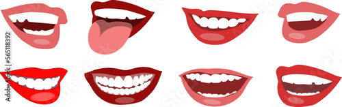 Collection of female smiles when teeth and tongue are visible.