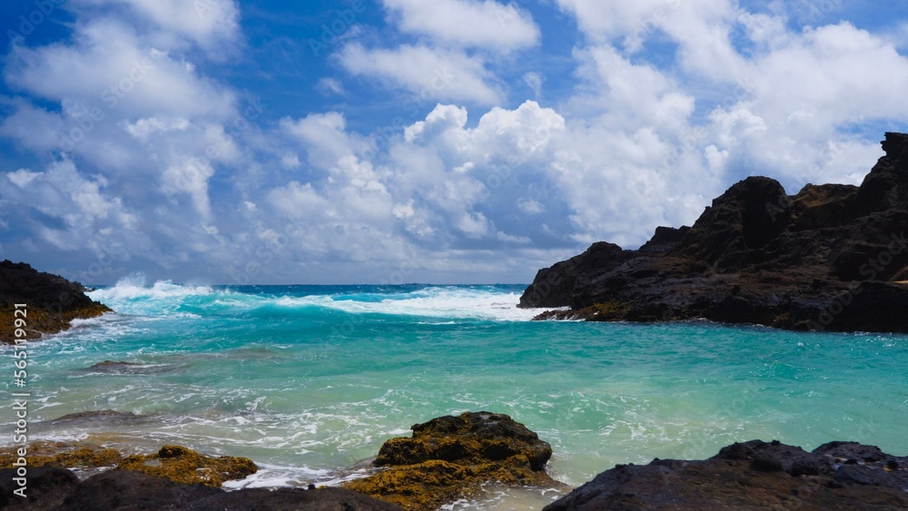 Turquoise water meets volcanic rock in Hawaii Turquoise water meets volcanic rock in Hawaii