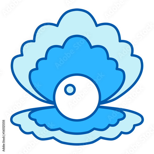 Open shell with a pearl inside  - icon, illustration on white background, similar style