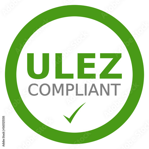 Vector graphic symbol to indicate a vehicle is ULEZ (Ultra low emission zone) compliant. It consists of a green circle with green lettering photo