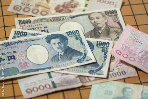 Bank note of thailand and japan currency economic symbol