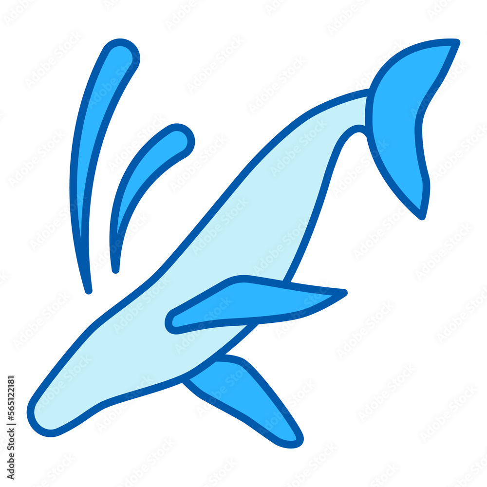 Big whale, sperm whale jumping into the water, splashing water - icon, illustration on white background, similar style Big whale, sperm whale jumping into the water, splashing water - icon, illustration on white background, similar style