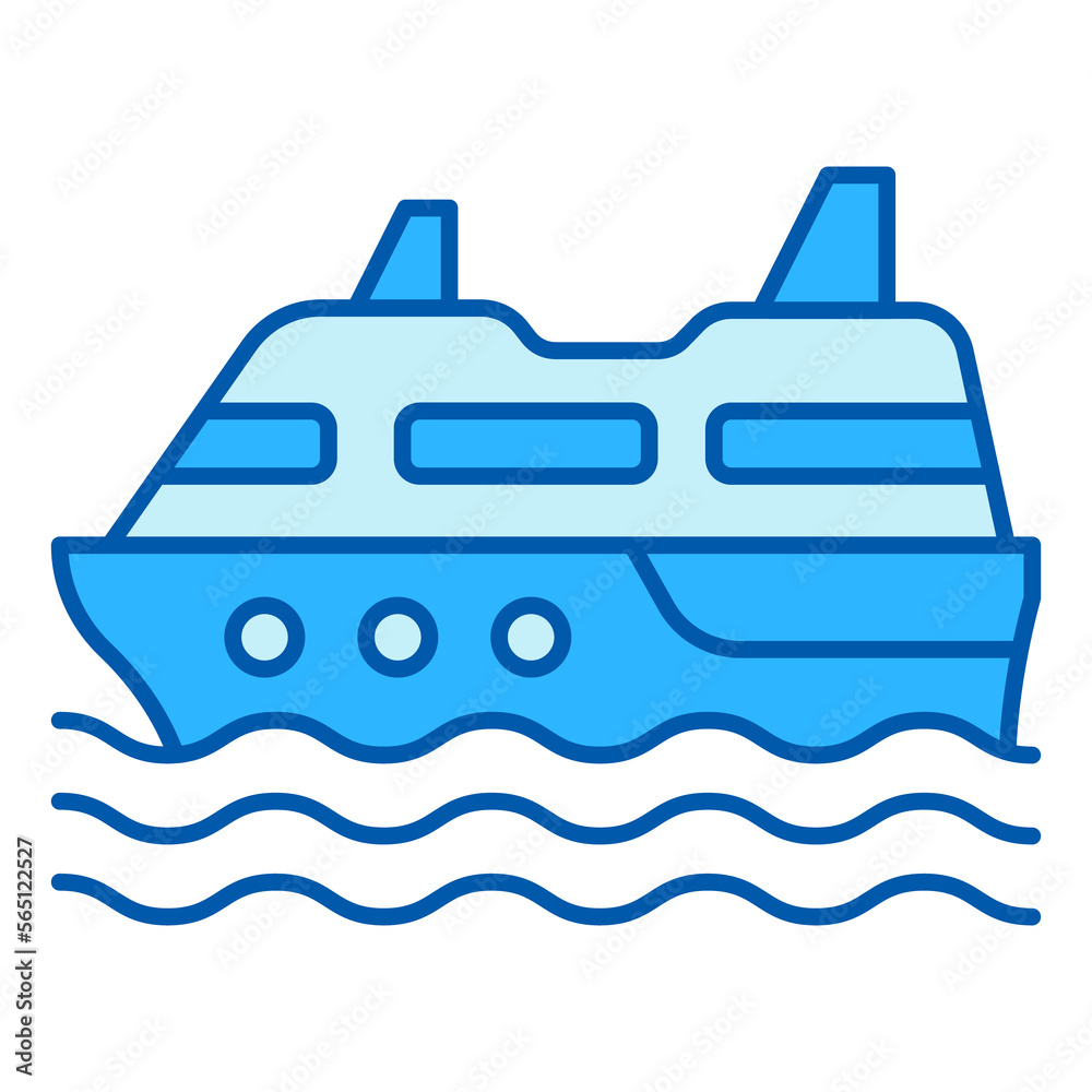 Cruise passenger liner sails on the waves of the ocean  - icon, illustration on white background, similar style