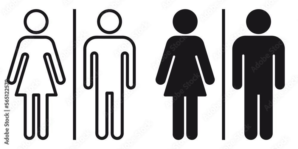 ofvs311 OutlineFilledVectorSign ofvs - toilet vector icon . wc - woman man sign . restroom . isolated transparent . black outline and filled version . AI 10 / EPS 10 / PNG . g11651