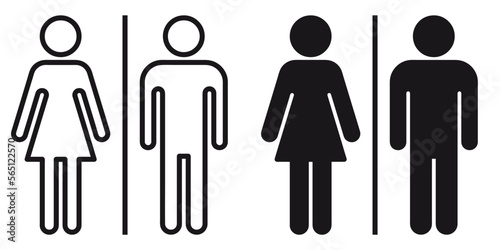 ofvs311 OutlineFilledVectorSign ofvs - toilet vector icon . wc - woman man sign . restroom . isolated transparent . black outline and filled version . AI 10 / EPS 10 / PNG . g11651 photo