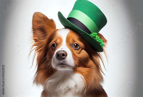 st patricks day dog in a leprechaun hat, generative ai