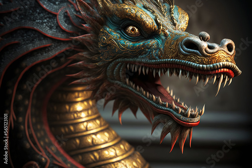 A fantasy ancient Chinese style theme dragon. Generative AI  © nadunprabodana