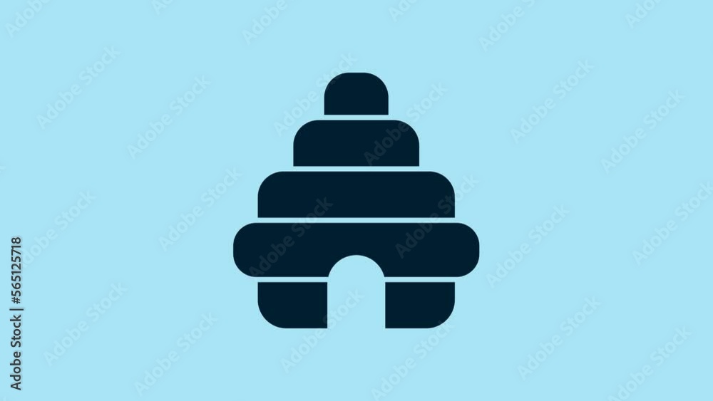 Blue Hive for bees icon isolated on blue background. Beehive symbol. Apiary and beekeeping. Sweet natural food. 4K Video motion graphic animation Blue Hive for bees icon isolated on blue background. Beehive symbol. Apiary and beekeeping. Sweet natural food. 4K Video motion graphic animation