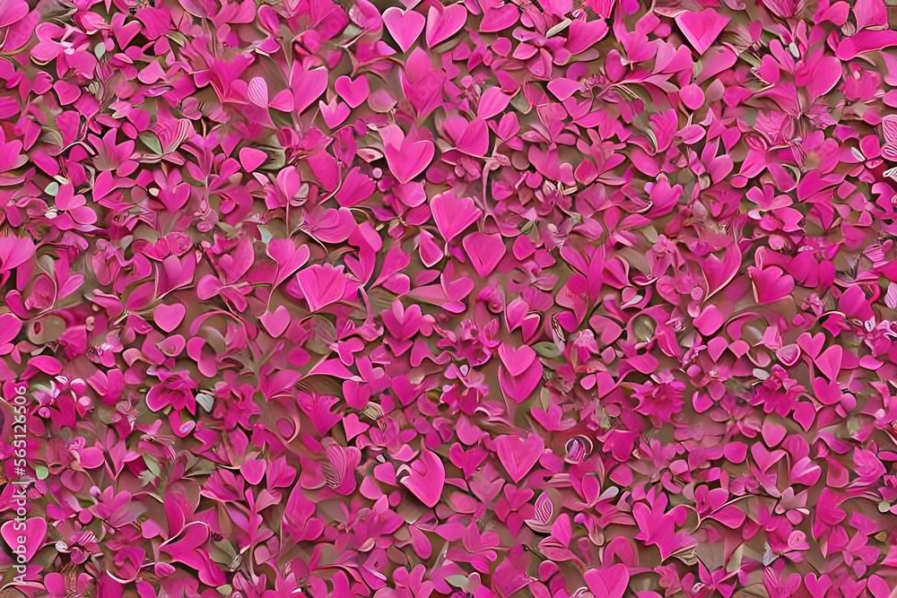Pink rose petals on the grass floor background