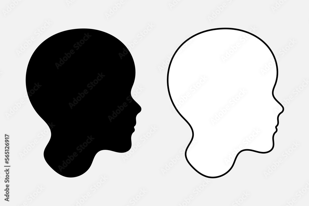 Head silhouette. Human profile contour line. Vector illustration