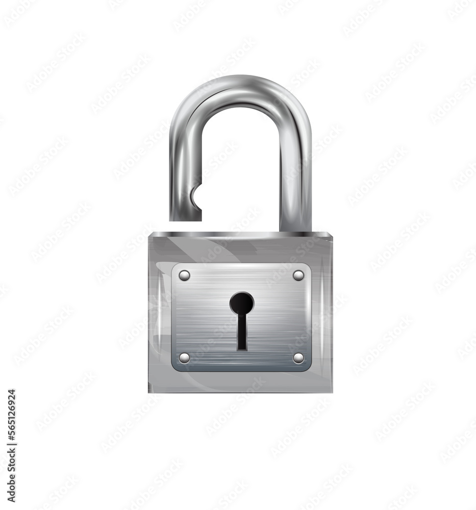 icon open padlock, metal structure isolated icon open padlock, metal structure isolated